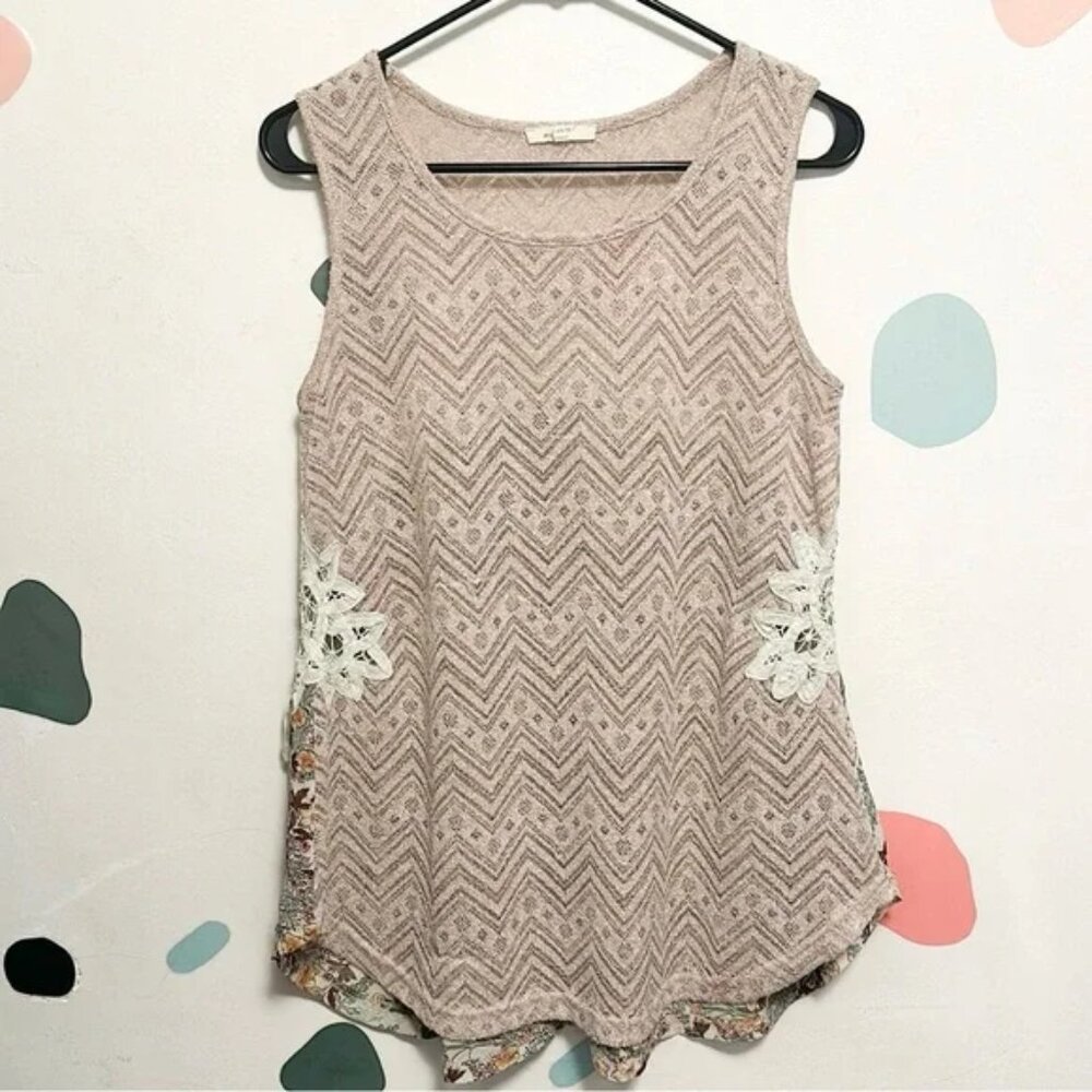 Mystree Floral Lace Sleeveless Top Sz S